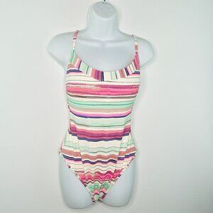 Jessica Simpson $98 Striped One Piece Swimsuit Size Medium